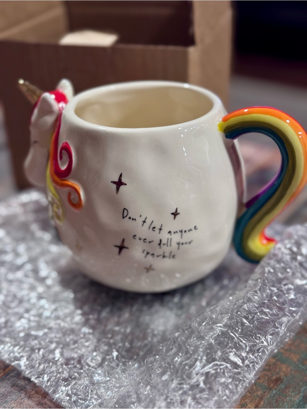 Natural Life Matilda the Unicorn Rainbow Folk Art Ceramic Mug